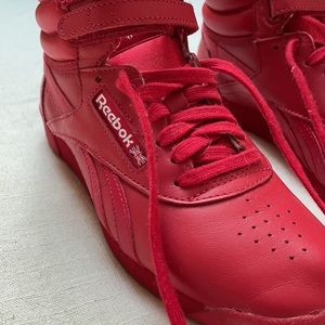 Red Reebok Freestyle Hightops (5.5)